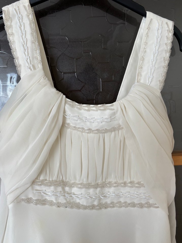 Uzun Beyaz 16 Yaş Abiye Elbise - Görsel 4