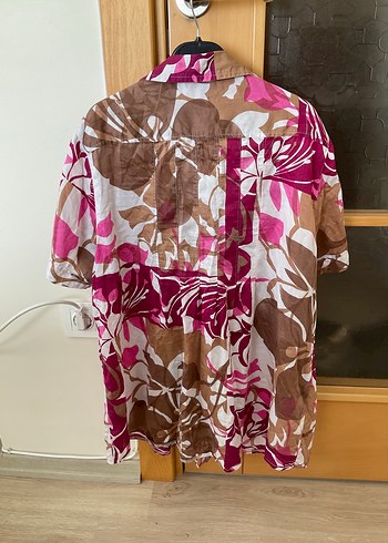 Pembe Batik Desenli Kısa Kollu Gömlek 46 - Görsel 5