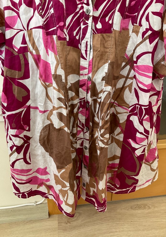 Pembe Batik Desenli Kısa Kollu Gömlek 46 - Görsel 3