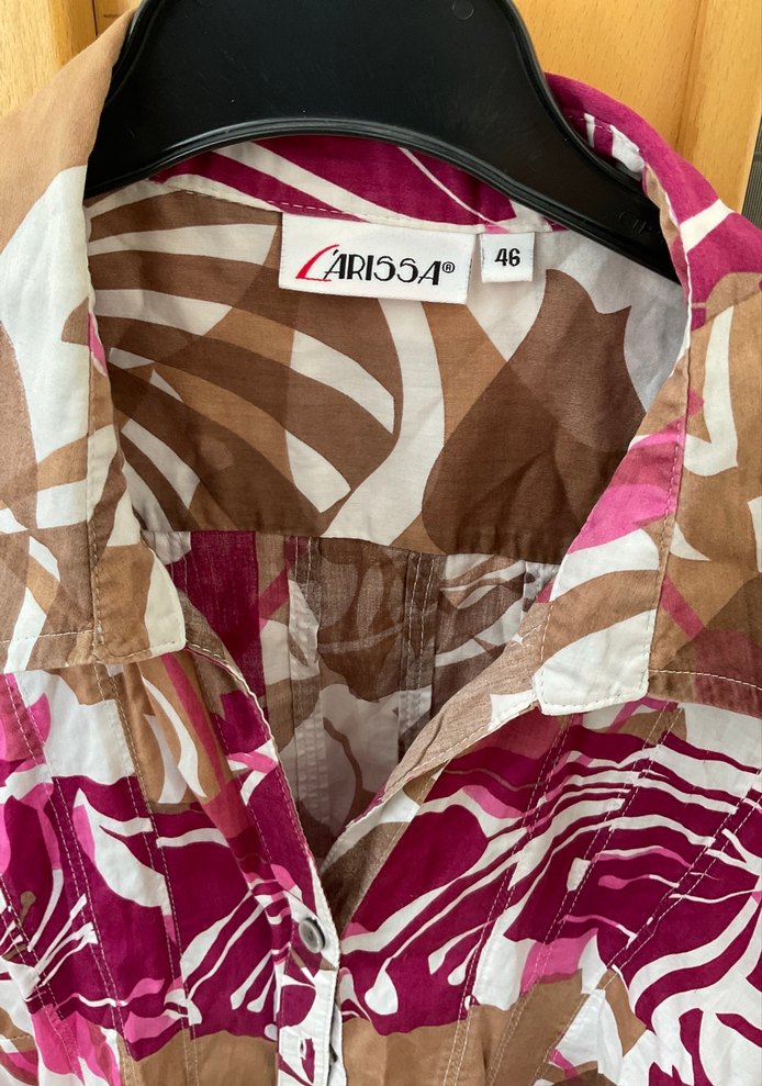 Pembe Batik Desenli Kısa Kollu Gömlek 46 - Görsel 2