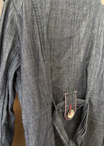 Düğmeli Lacivert Kadın Denim Ceket 42 - Görsel 6