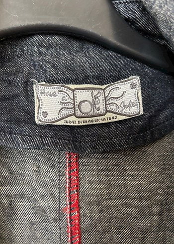 Diğer Düğmeli Lacivert Kadın Denim Ceket 42