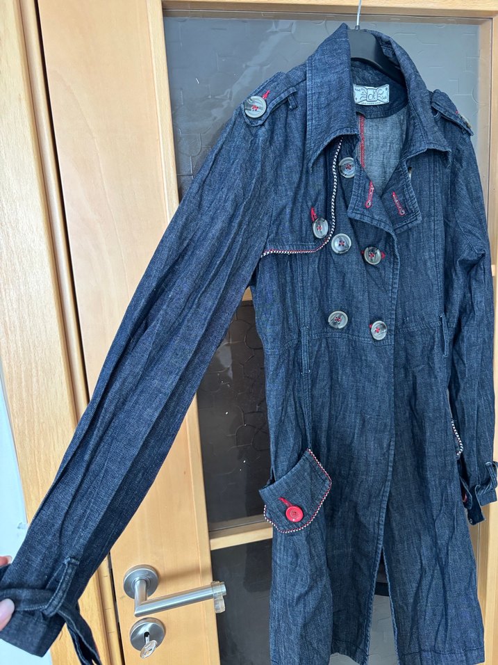 Düğmeli Lacivert Kadın Denim Ceket 42 - Görsel 3