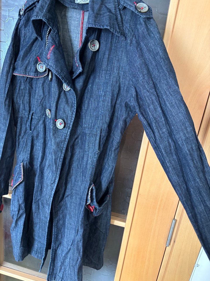 Düğmeli Lacivert Kadın Denim Ceket 42 - Görsel 4