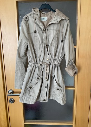 Düğmeli Bej Midi Kadın Ceket/Trençkot - Görsel 8