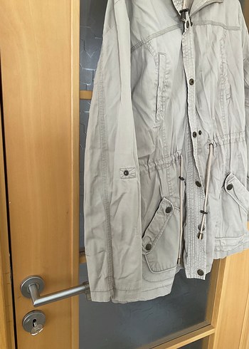 Düğmeli Bej Midi Kadın Ceket/Trençkot - Görsel 5