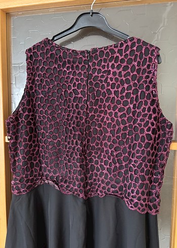 Bordo Siyah Simli Abiye Midi Elbise - Görsel 7