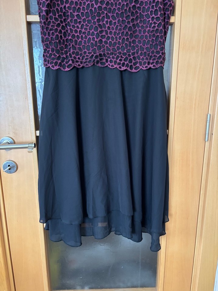 Bordo Siyah Simli Abiye Midi Elbise - Görsel 5