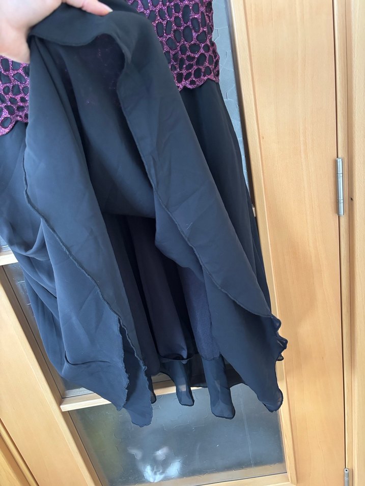 Bordo Siyah Simli Abiye Midi Elbise - Görsel 4