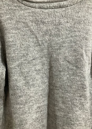 Gri Uzun Kollu Örgü Kadın Kazak - Görsel 5