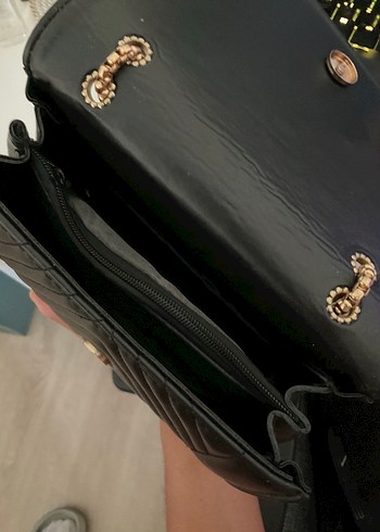 Zincir Askı Suni Deri Siyah Kadın Çanta - Görsel 9