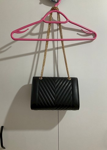 Zincir Askı Suni Deri Siyah Kadın Çanta - Görsel 6