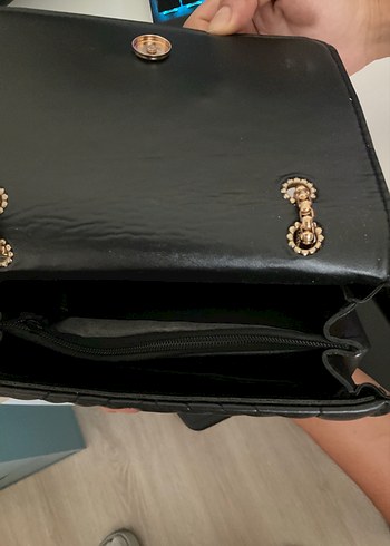 Zincir Askı Suni Deri Siyah Kadın Çanta - Görsel 8