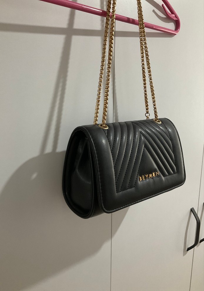 Zincir Askı Suni Deri Siyah Kadın Çanta - Görsel 3