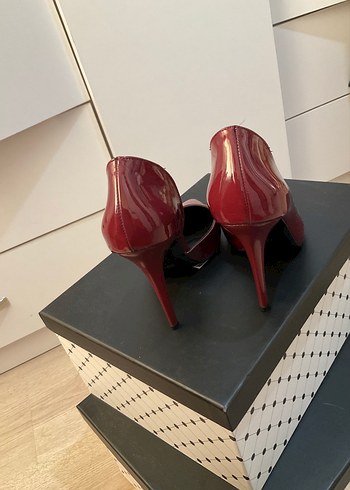 Bordo Rugan Stiletto Topuklu Kadın Ayakkabı 39 - Görsel 4