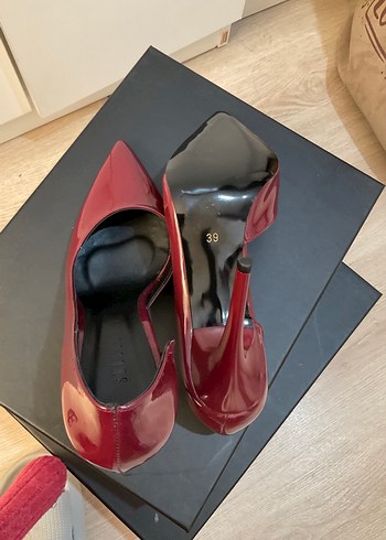 Bordo Rugan Stiletto Topuklu Kadın Ayakkabı 39 - Görsel 5