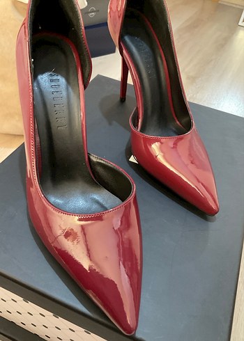 Bordo Rugan Stiletto Topuklu Kadın Ayakkabı 39 - Görsel 3