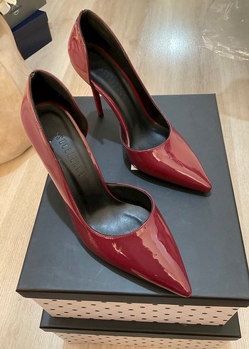 Bordo Rugan Stiletto Topuklu Kadın Ayakkabı 39 - Görsel 2