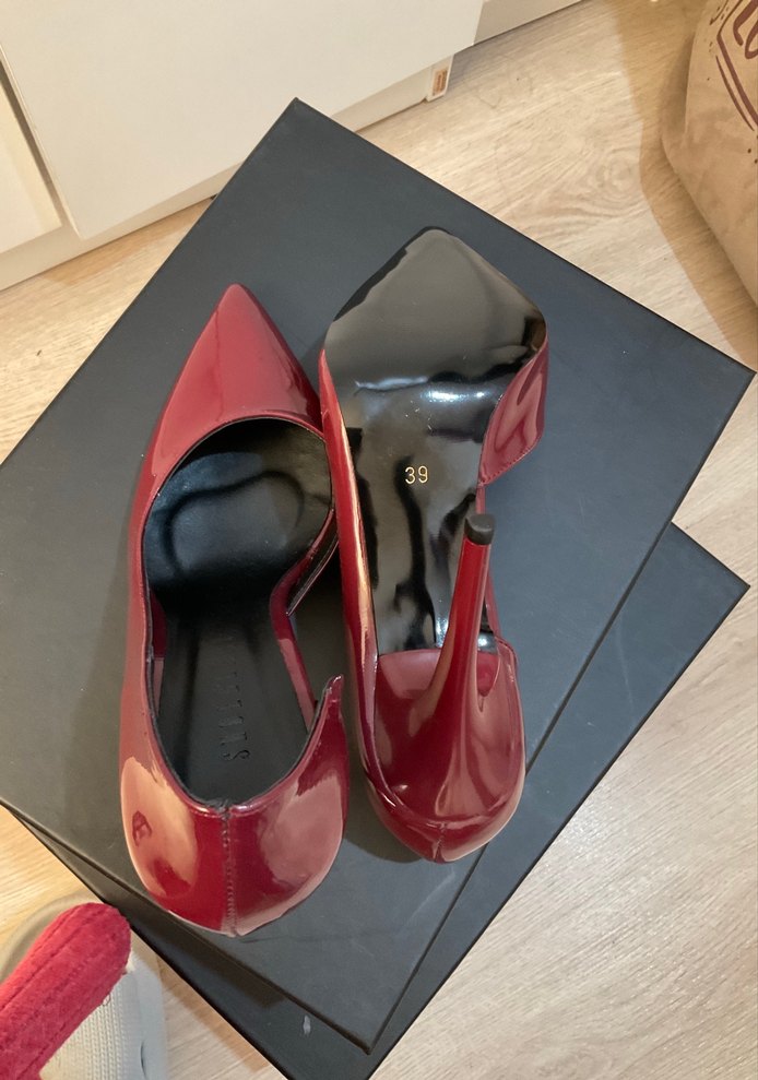 Bordo Rugan Stiletto Topuklu Kadın Ayakkabı 39 - Görsel 5