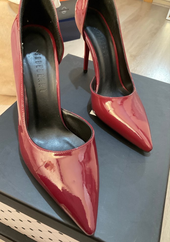 Bordo Rugan Stiletto Topuklu Kadın Ayakkabı 39 - Görsel 3