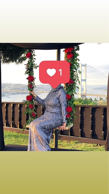 Salkım payetli abiye elbise
