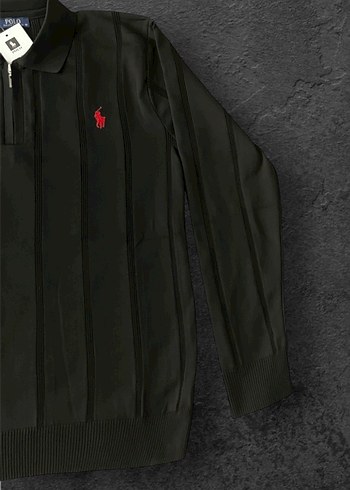 Siyah Fermuarlı Polo Yaka Erkek Kazak - Görsel 2