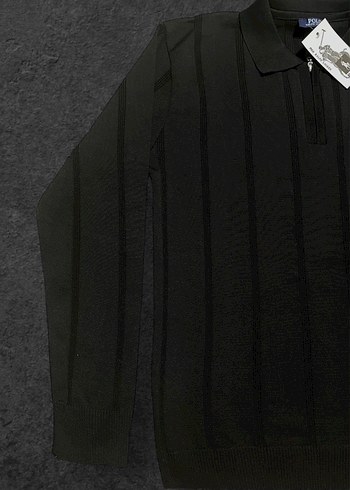 Siyah Fermuarlı Polo Yaka Erkek Kazak - Görsel 3