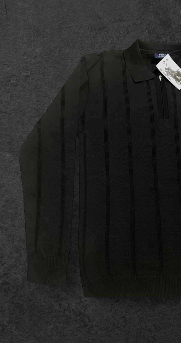 Siyah Fermuarlı Polo Yaka Erkek Kazak - Görsel 3