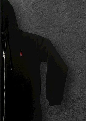 Erkek Siyah Kapüşonlu Fermuarlı Sweatshirt - Görsel 2