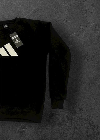 Siyah Adidas Baskılı Erkek Sweatshirt - Görsel 2