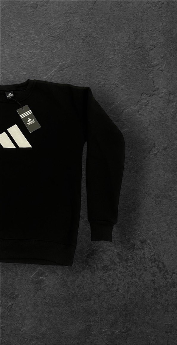 Siyah Adidas Baskılı Erkek Sweatshirt - Görsel 2