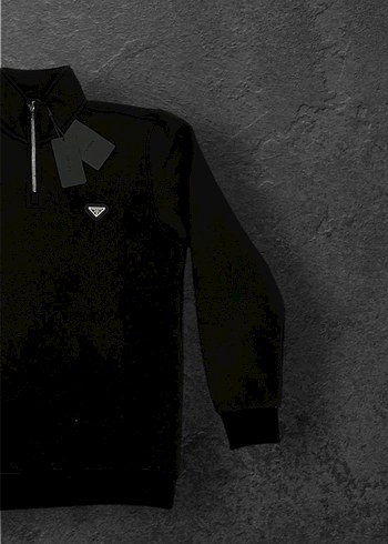 Siyah Fermuarlı Erkek Sweatshirt - Görsel 2