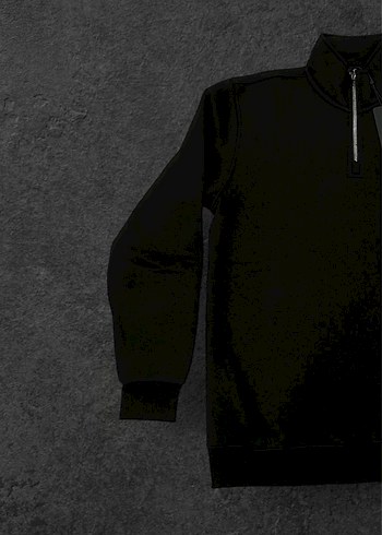 Siyah Fermuarlı Erkek Sweatshirt - Görsel 3