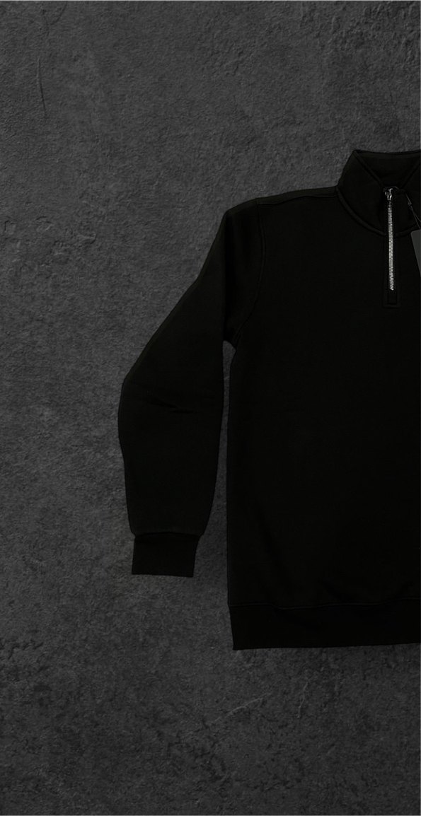 Siyah Fermuarlı Erkek Sweatshirt - Görsel 3