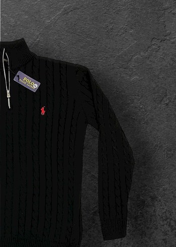 Siyah Ralph Lauren Yarım fermuarlı Örme kazak - Görsel 2