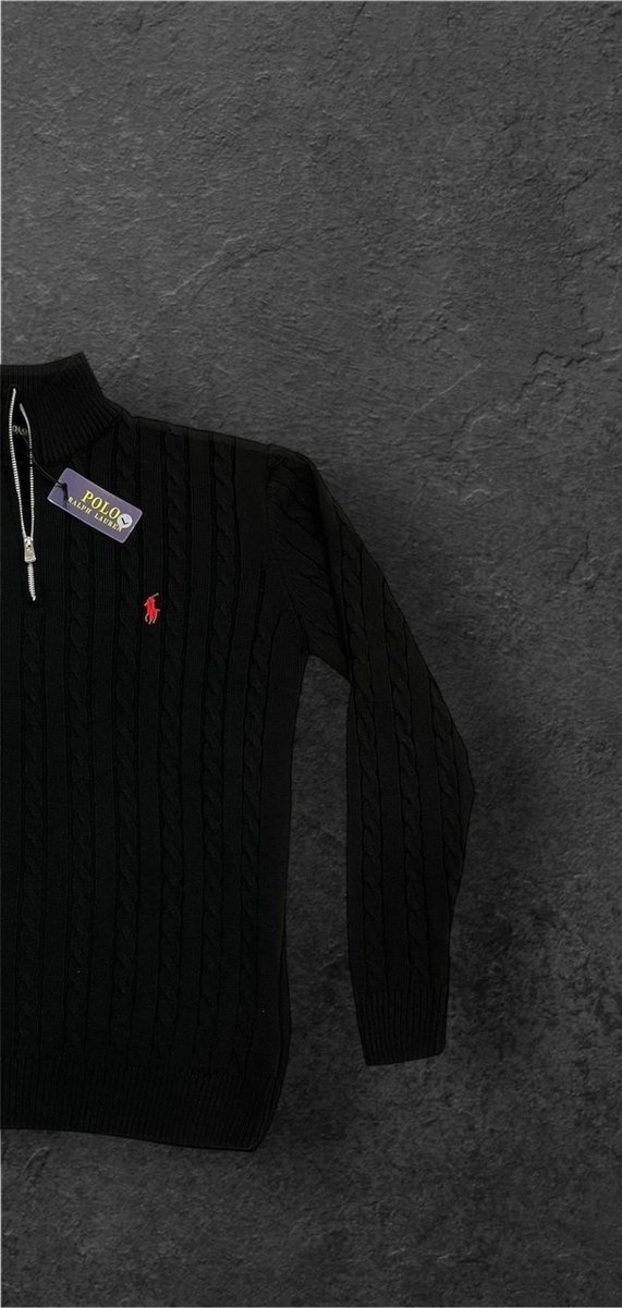 Siyah Ralph Lauren Yarım fermuarlı Örme kazak - Görsel 2