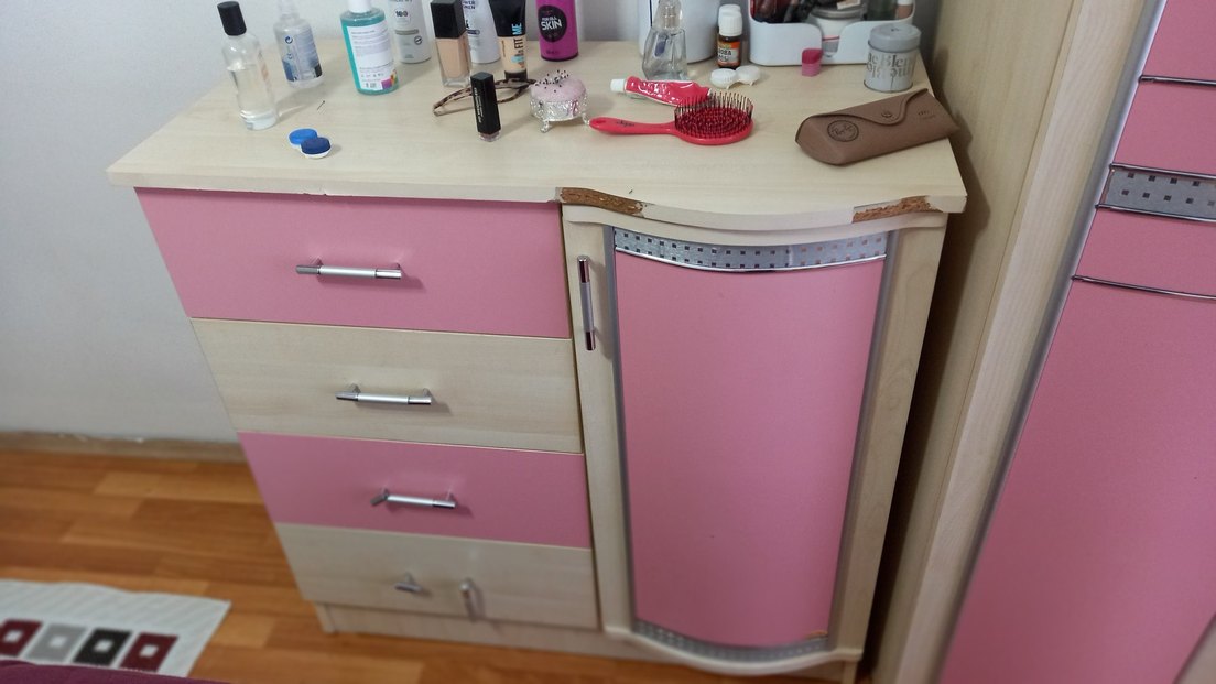 Pembe Çocuk Gardırop Üç Kapaklı - Görsel 3