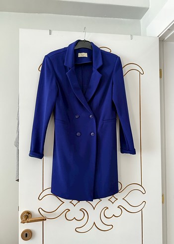 m Beden Düğmeli Lacivert Kadın Blazer Ceket