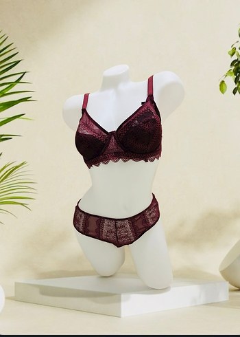 Bordo Dantel Bohem Mini Sütyen Takımı