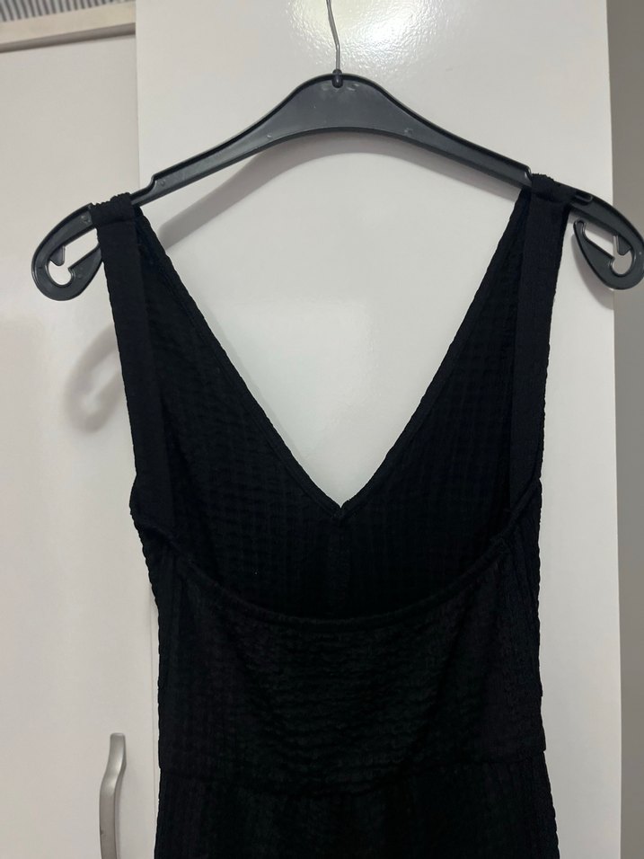 Siyah V Yakalı Uzun Tulum - Görsel 3