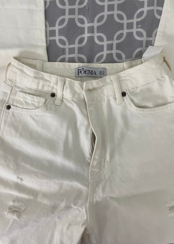 Beyaz Kadın Denim Pantolon - Görsel 4