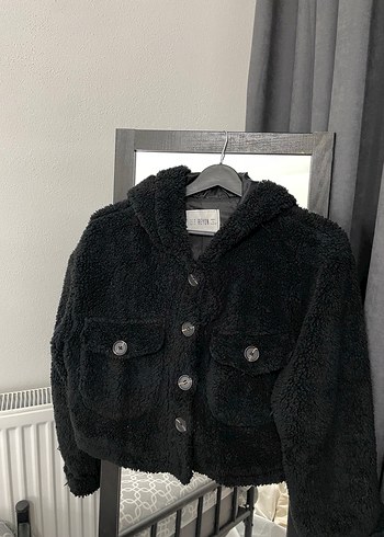 Peluş crop mont - Görsel 2