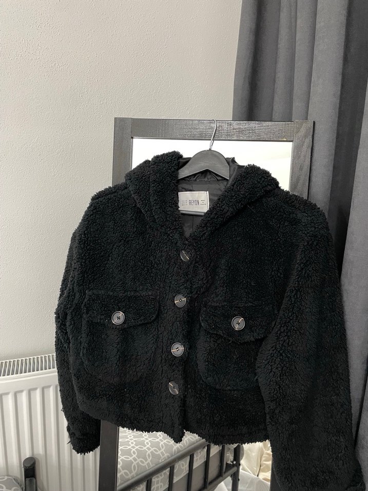 Peluş crop mont - Görsel 2