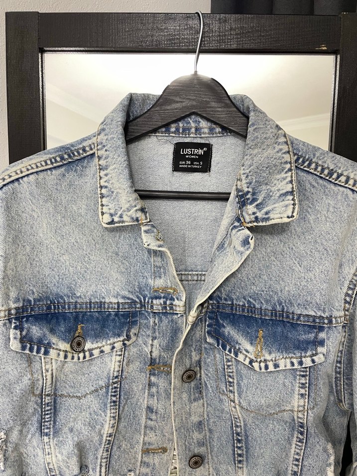 Gri Düğmeli Salaş Denim Ceket - Görsel 2