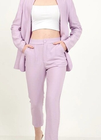 lila fit ceket ve pantolon takım 