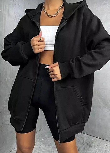 Diğer Oversize unisex 3 iplik kalın içi polarlı hırka