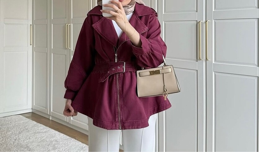 Denim(kot) bordo ceket