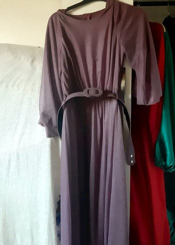 Mor Uzun, V Yakalı, Salaş Elbise - Görsel 2