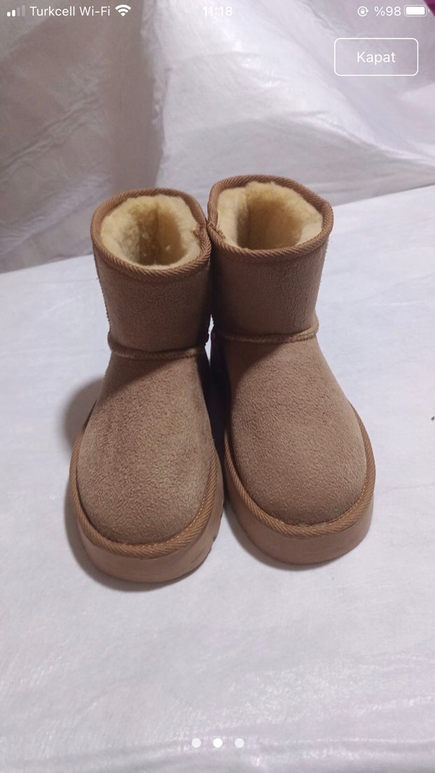 Bej Süet Kadın Dolgu Topuklu Kürklü Bot - Görsel 2