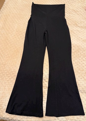 Siyah Uzun ispanyol paça Hamile Pantolonu - Görsel 2